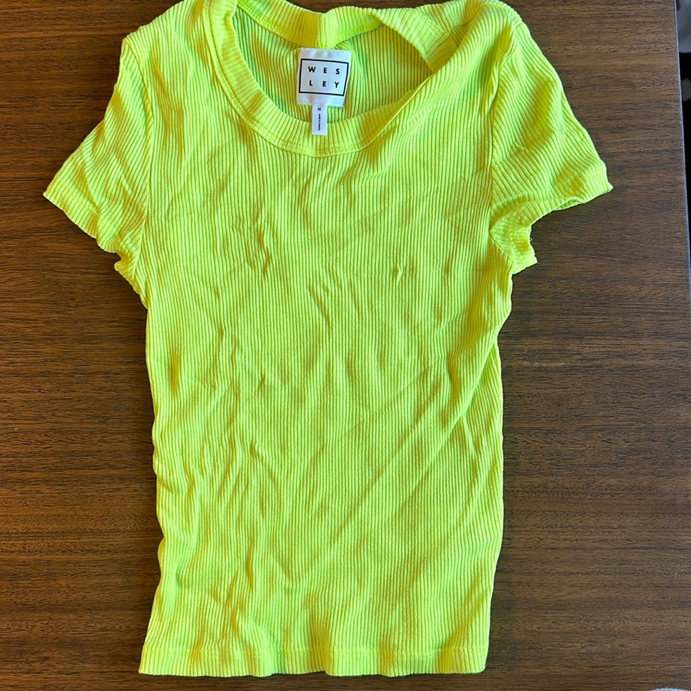 Wesley neon yellow ribbed top